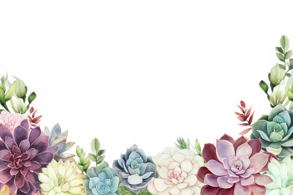 Succulent floral border flower backgrounds pattern.