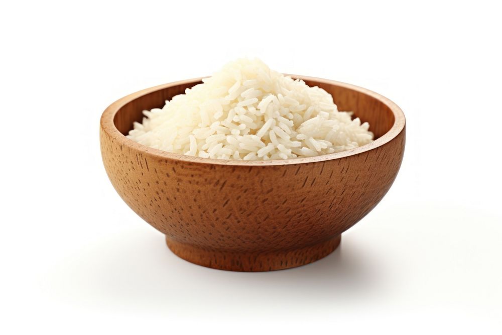 Rice bowl rice food white background.