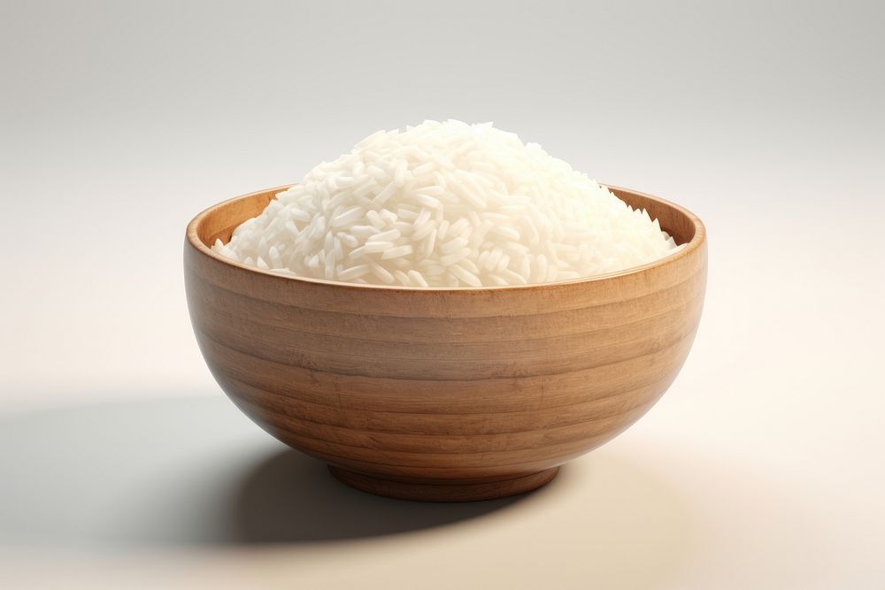 Rice bowl rice white food.