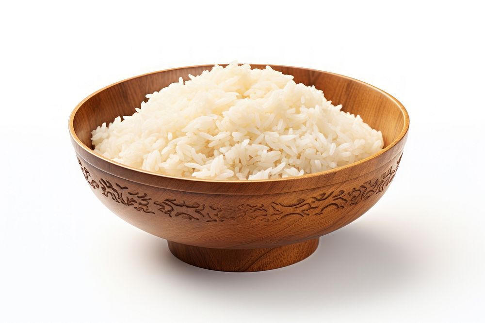 Rice bowl rice food white background.