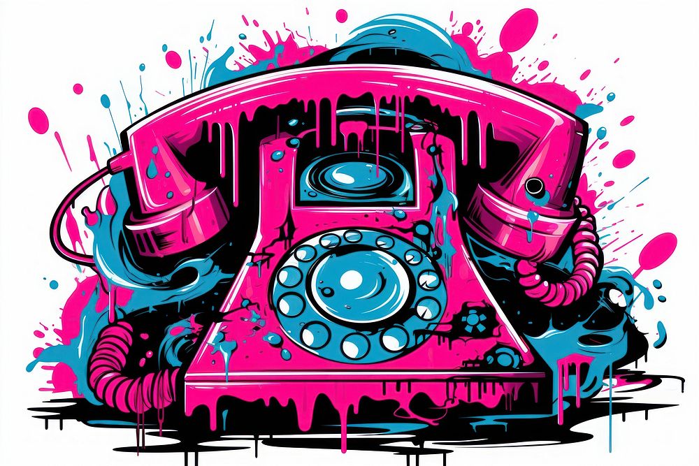Phone telephone pink art.