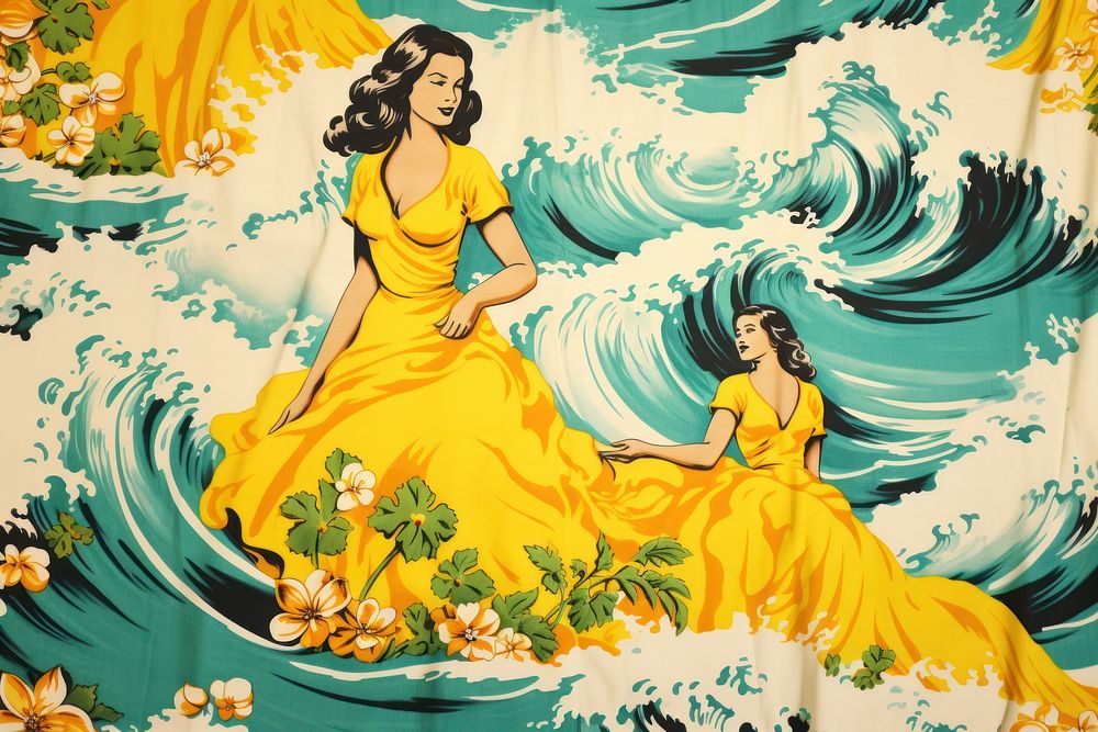 Under the Sea Hawaiian pattern yellow dress.