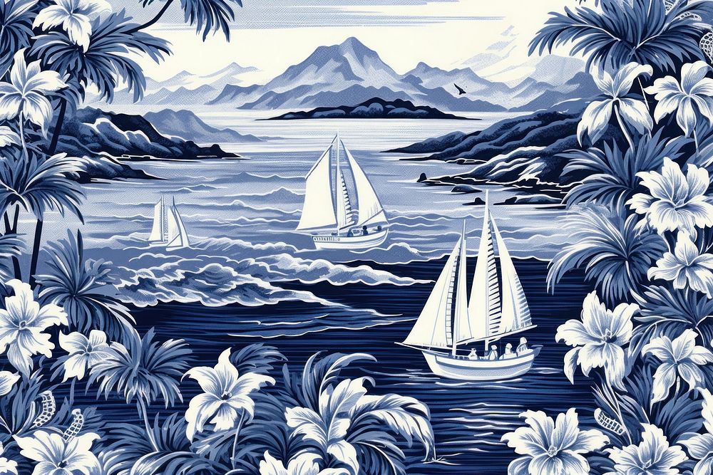 Vintage Hawaiian sailboat sea outdoors vehicle.