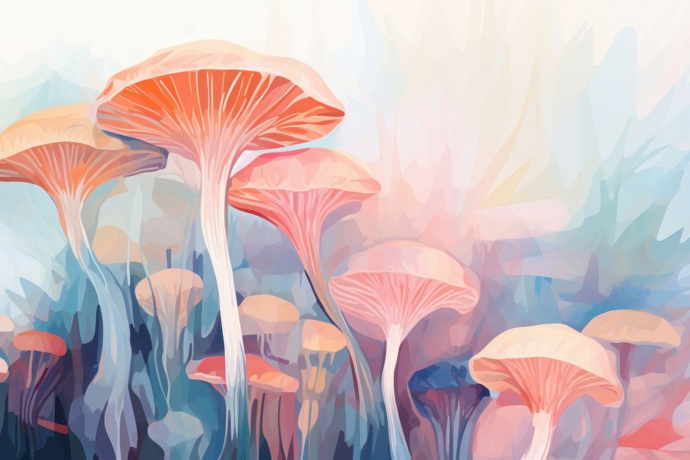 PNG Mushrooms backgrounds painting fungus.