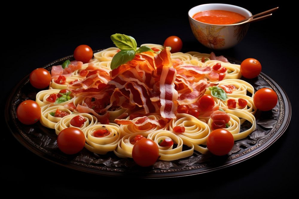 Pasta dish spaghetti tomato.