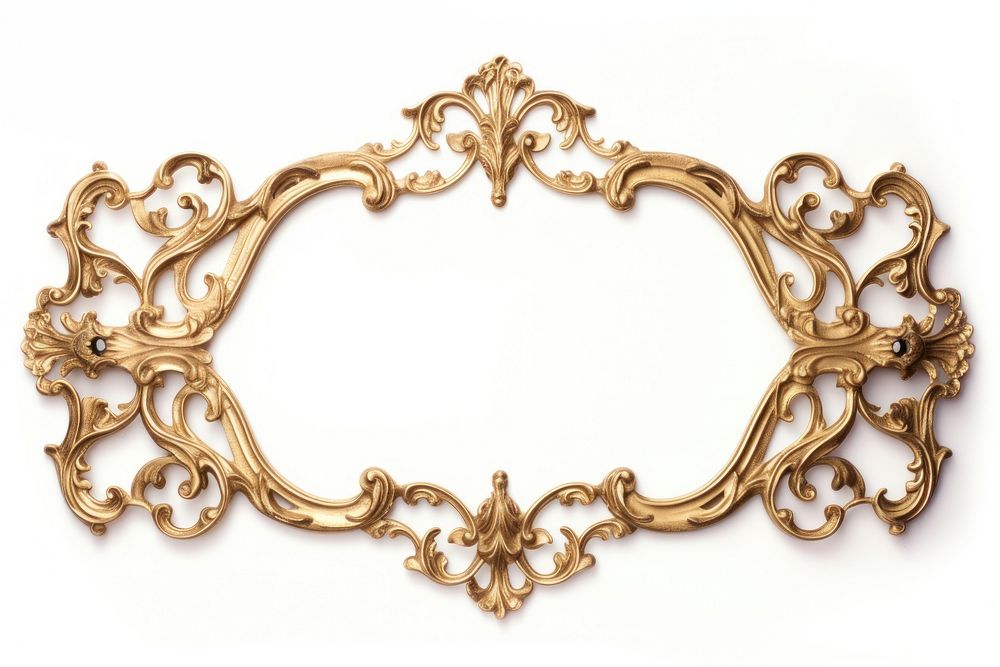 Jewelry frame gold white background.