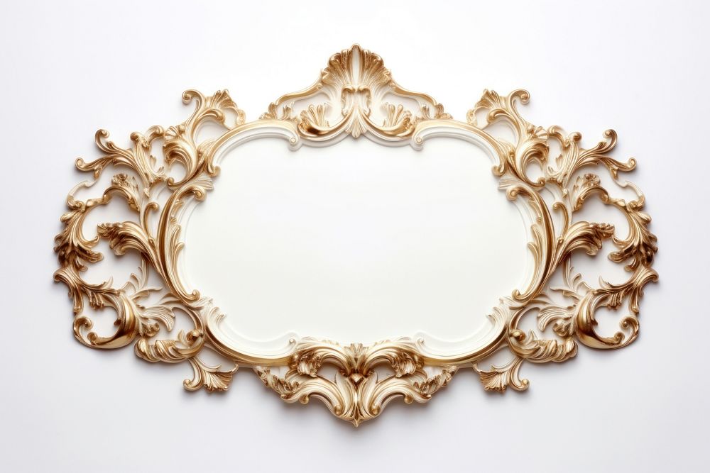 Golden rococo frame vintage porcelain jewelry white.