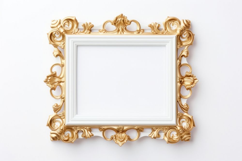White and gold frame vintage white background decoration rectangle.
