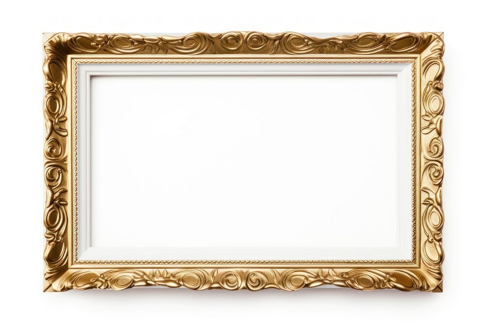 White and gold frame vintage white background blackboard rectangle.