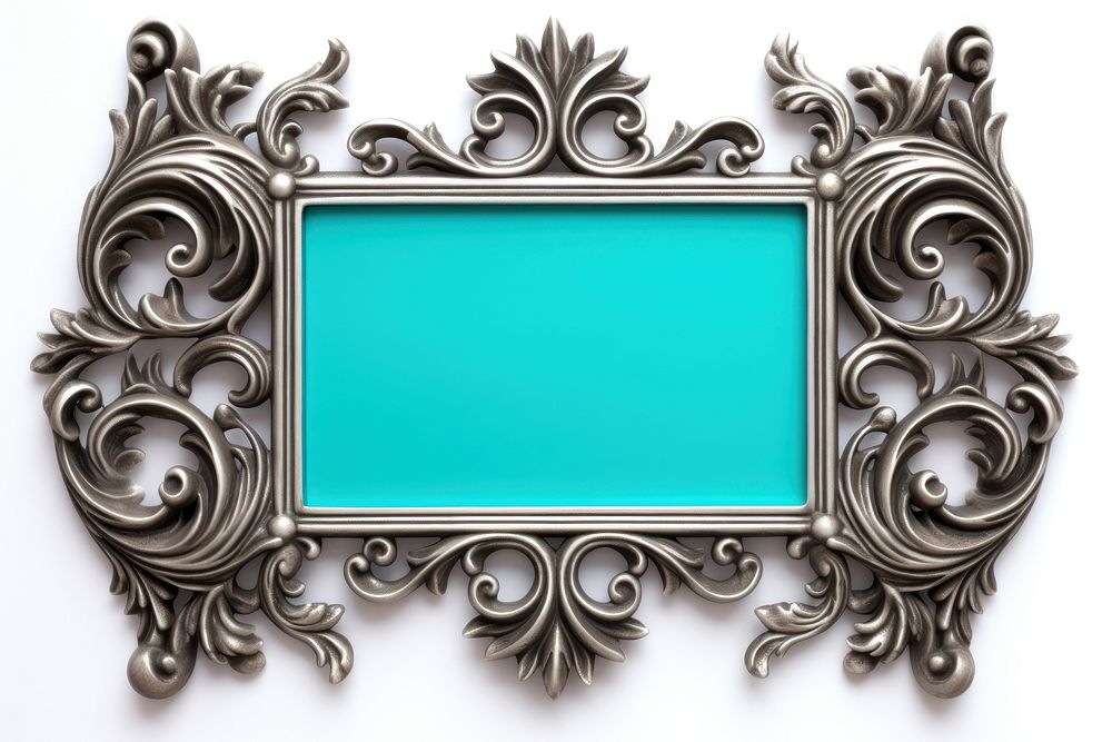 Turquoise and silver frame vintage backgrounds white background architecture.