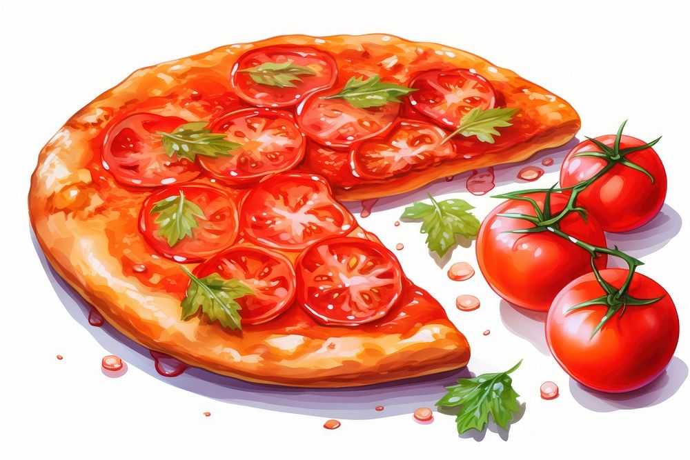 Pizza tomato vegetable food.