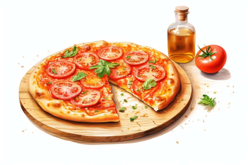 Pizza tomato vegetable food.