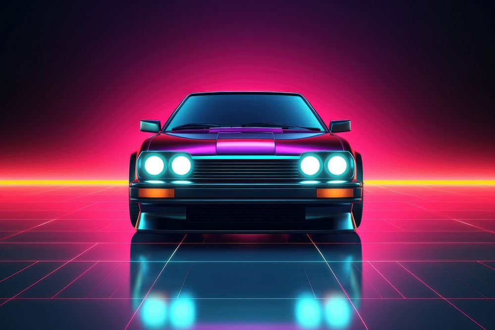 Retrowave car vehicle light neon.