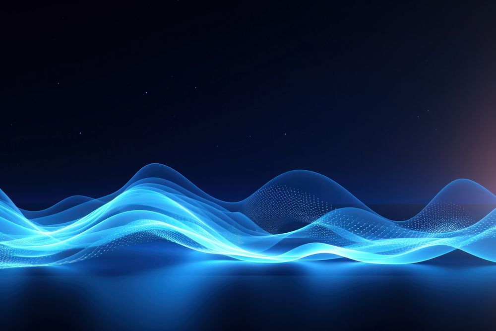 Blue Waving Line Particle backgrounds technology abstract.
