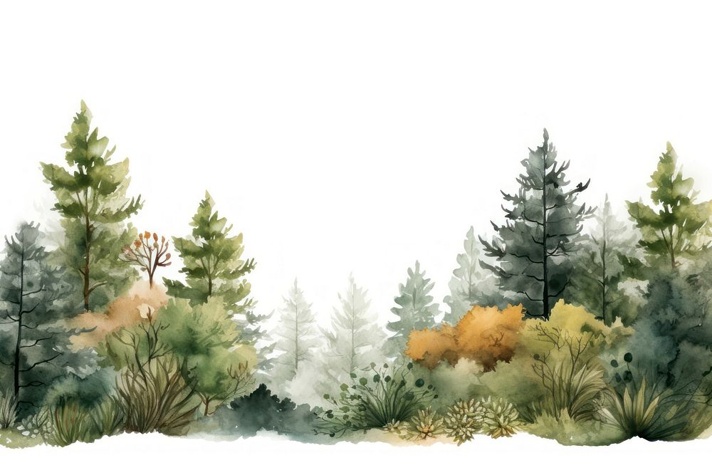 Watercolor forest border backgrounds outdoors woodland.