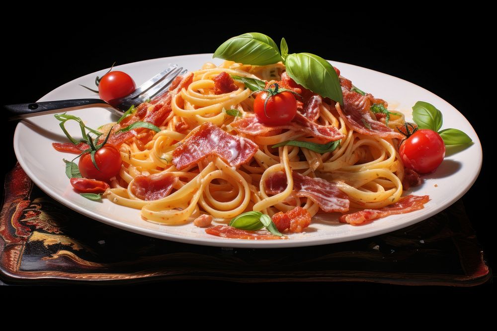 Spaghetti plate tomato pasta.