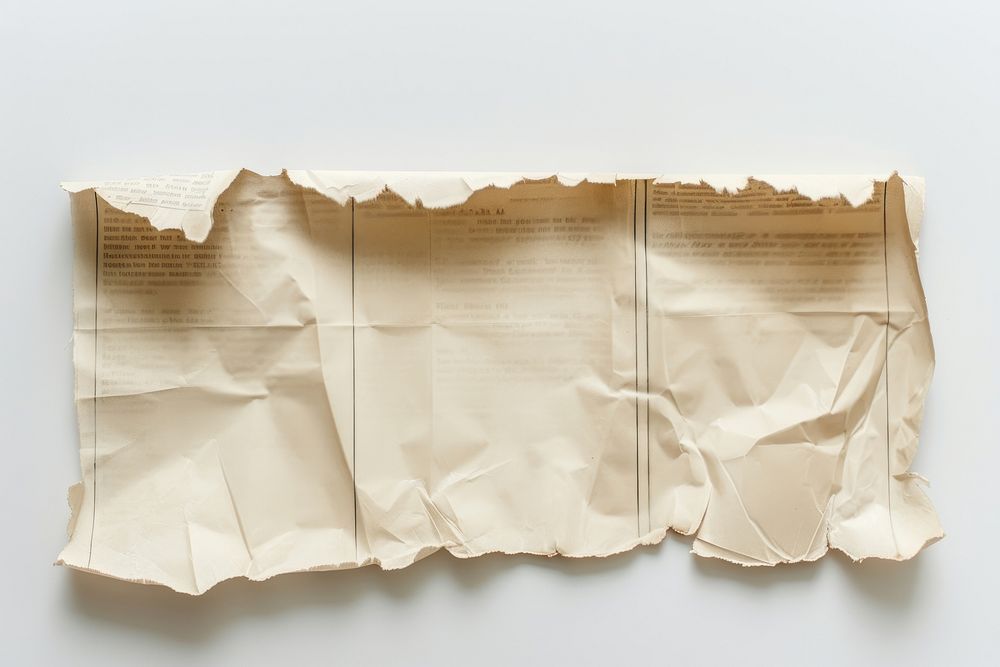Vintage ripped paper document white torn.