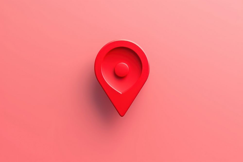 3d red map icon symbol guidance circle.