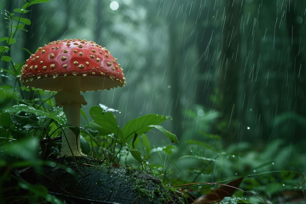 Poison mushroom rain fungus agaric.
