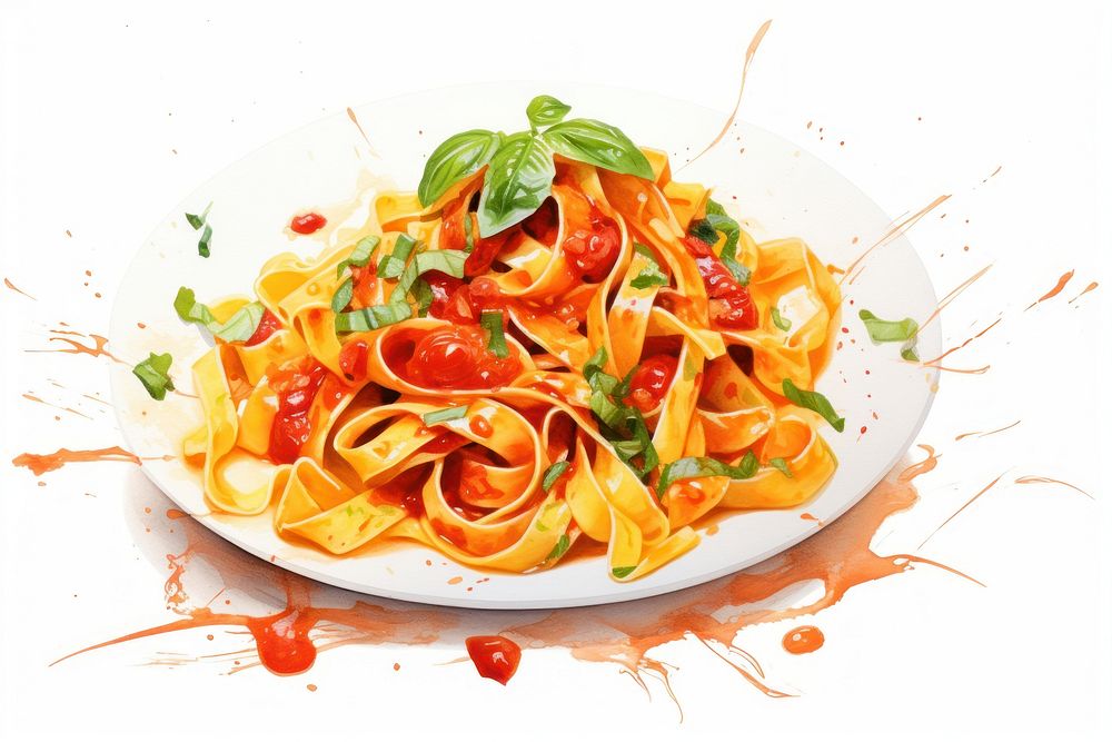 Fettuccine spaghetti pasta basil.