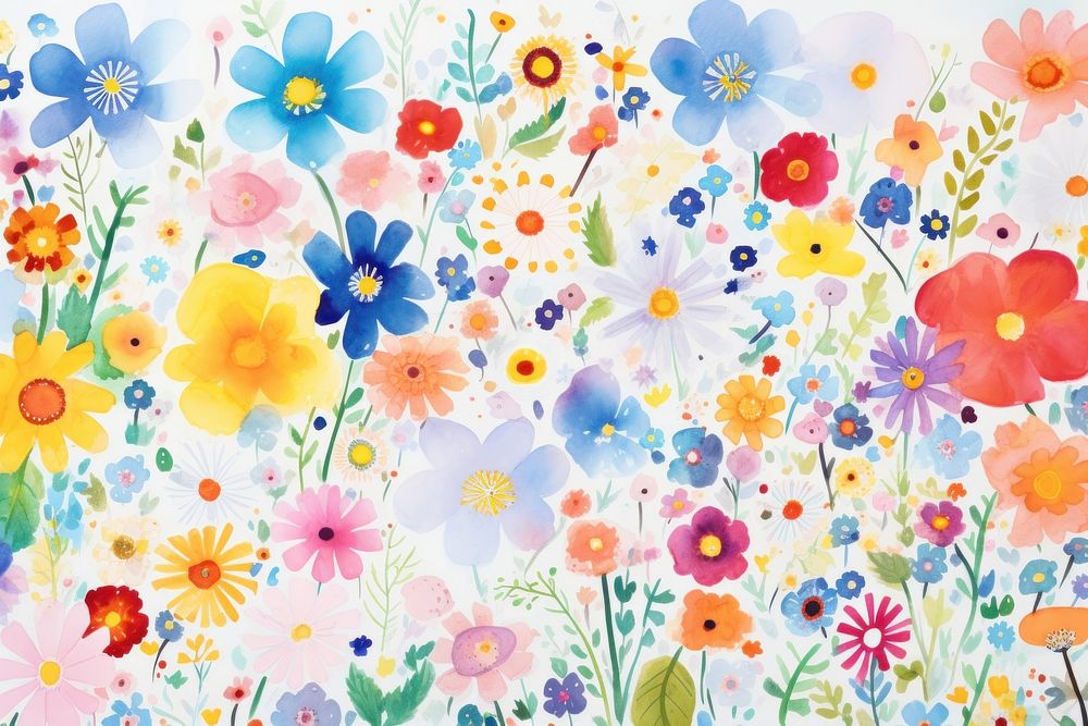 Flower field watercolor backgrounds painting outdoors.