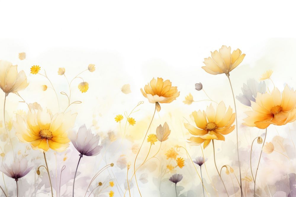 Flower field watercolor backgrounds outdoors painting.