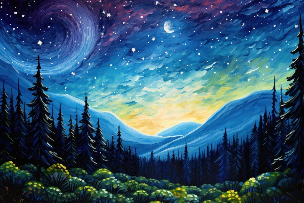 Galaxy background landscape outdoors painting.