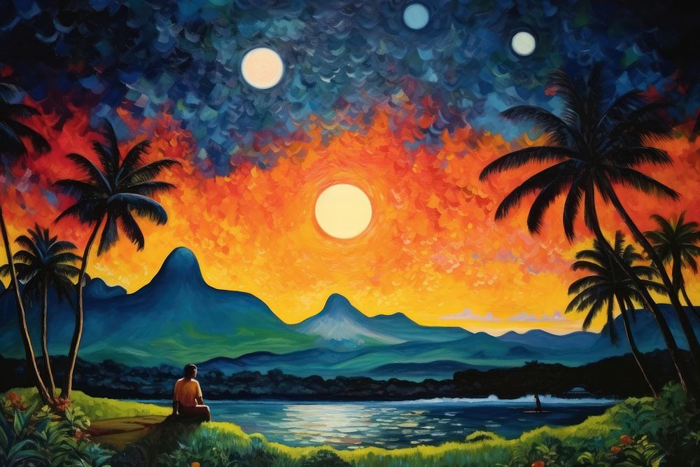 Galaxy background art painting outdoors.