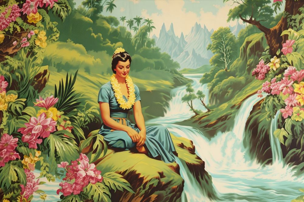 Hawaiian angel in haven outdoors painting nature.