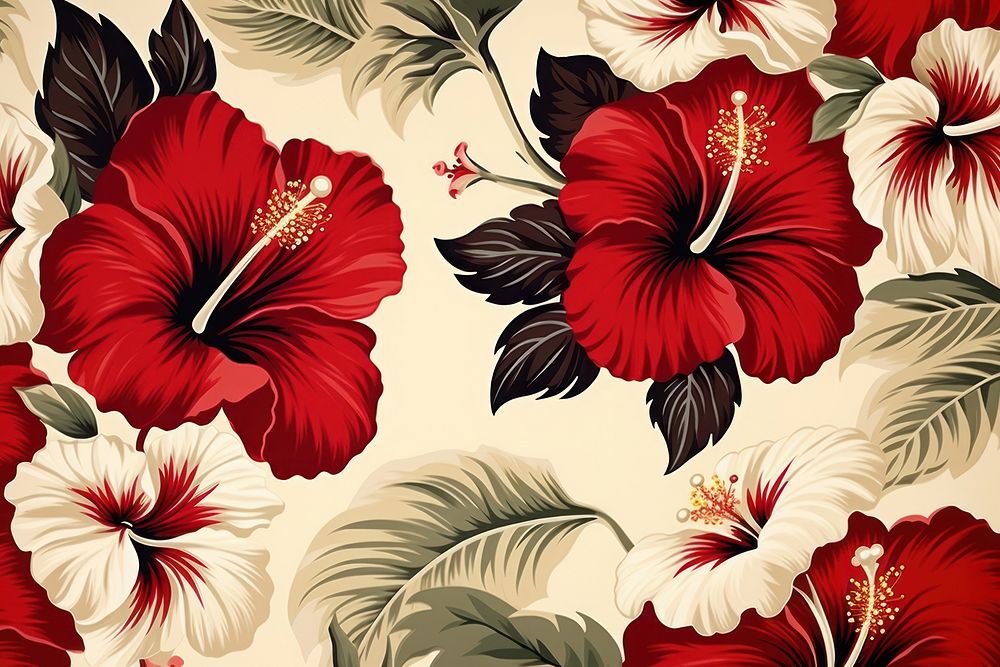 Hawaiian hibiscus pattern flower plant.
