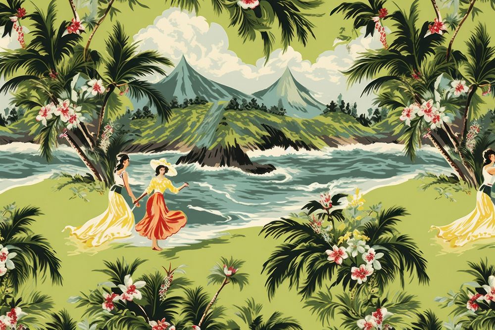 Hawaiian island painting outdoors pattern.
