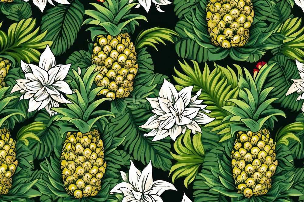 Hawaiian pineapples pattern plant fruit.
