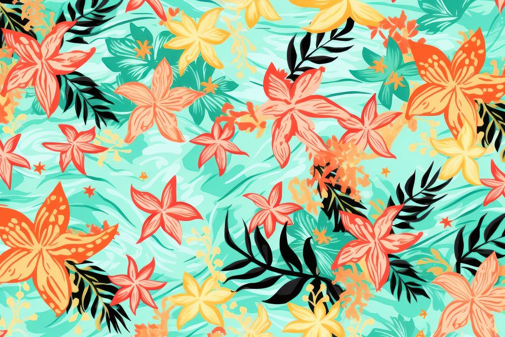 Hawaiian Starfish pattern art backgrounds.