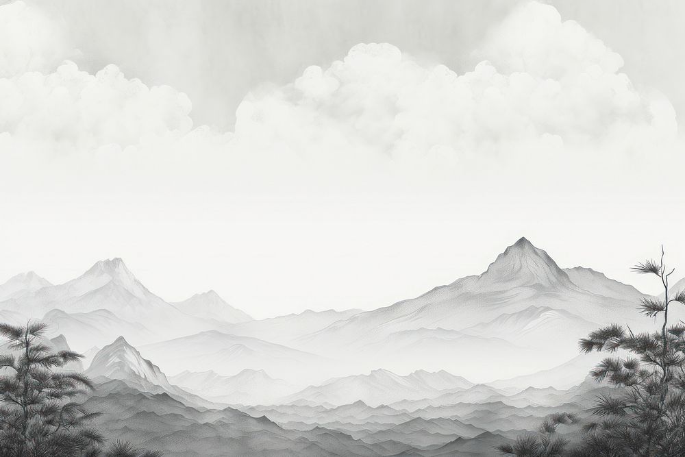 Japanese Art mountainous backgrounds outdoors drawing.