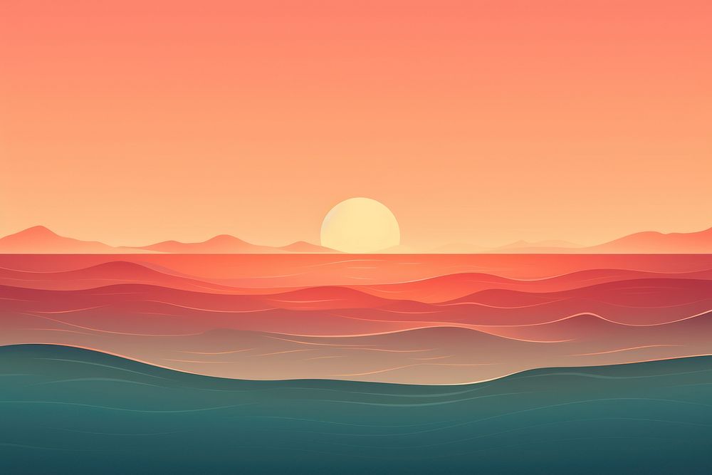 Sunset ocean backgrounds landscape sunlight.