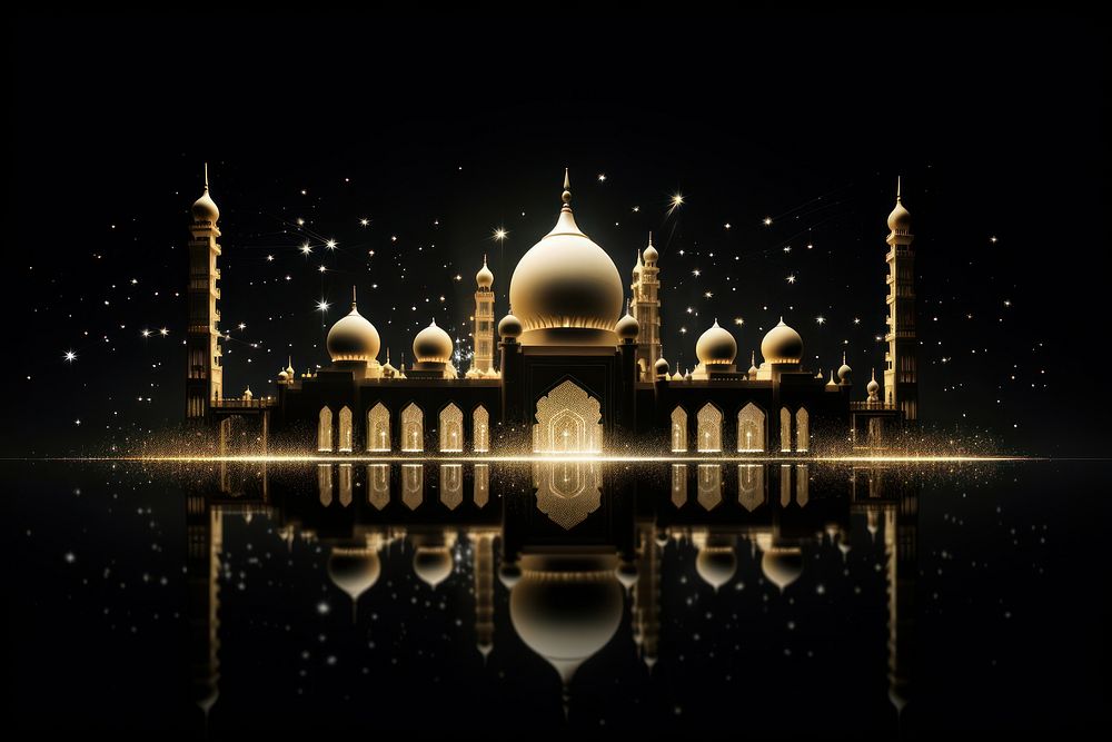 Islam architecture sparkle building light dome.