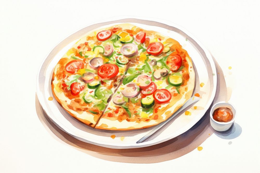 Italian pizza plate food meal.