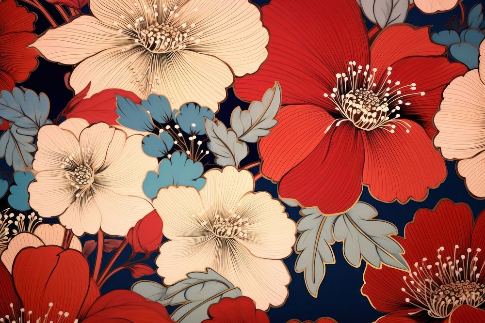 Kimono textile pattern flower petal.