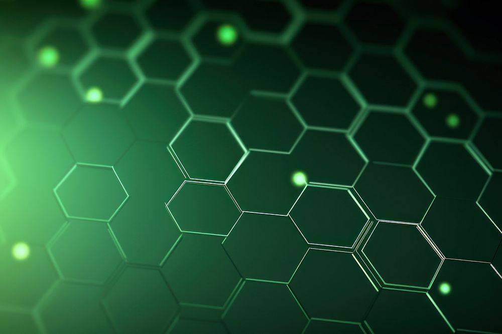 Hexagon pattern on green background backgrounds futuristic technology.