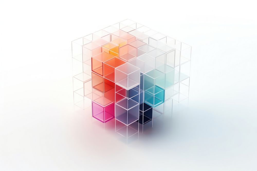Isometric cube on white background futuristic technology abstract.
