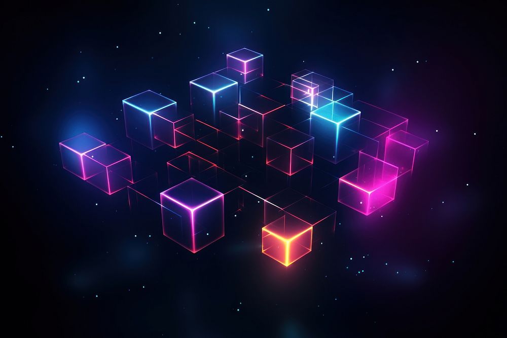 Isometric on dark background futuristic technology abstract.