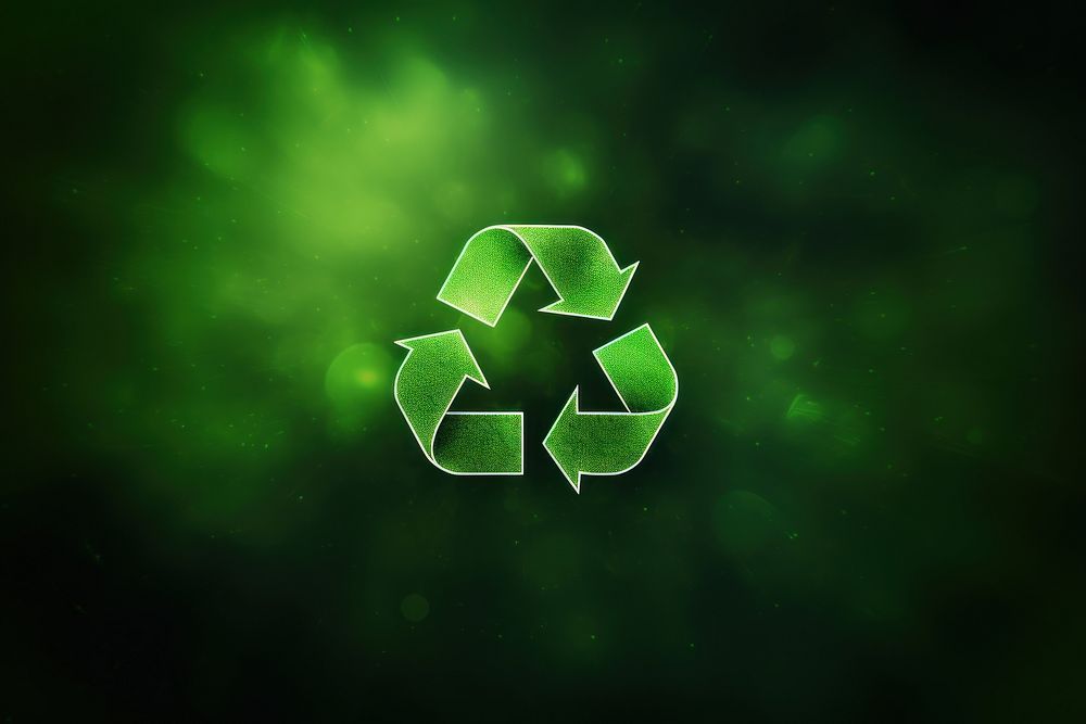 Recycle symbol on green background recycling circle shape.