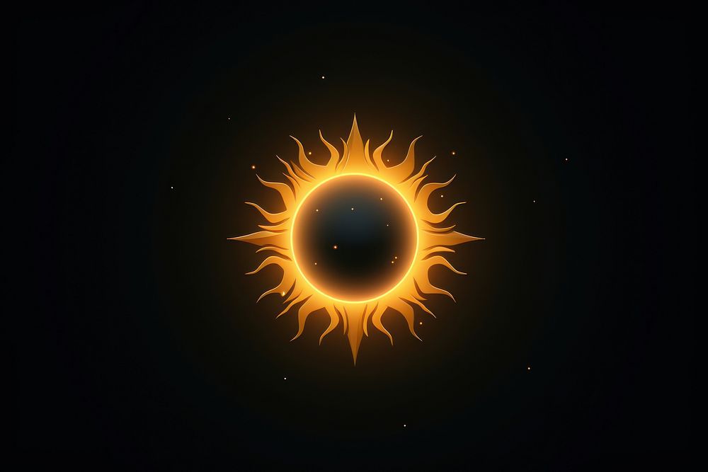 Sun weather symbol on dark background astronomy outdoors eclipse.