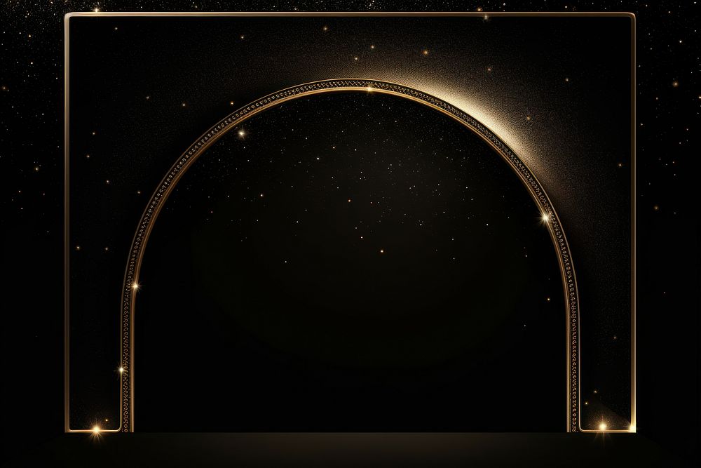 Muslim art frame sparkle light glitter star arch architecture.