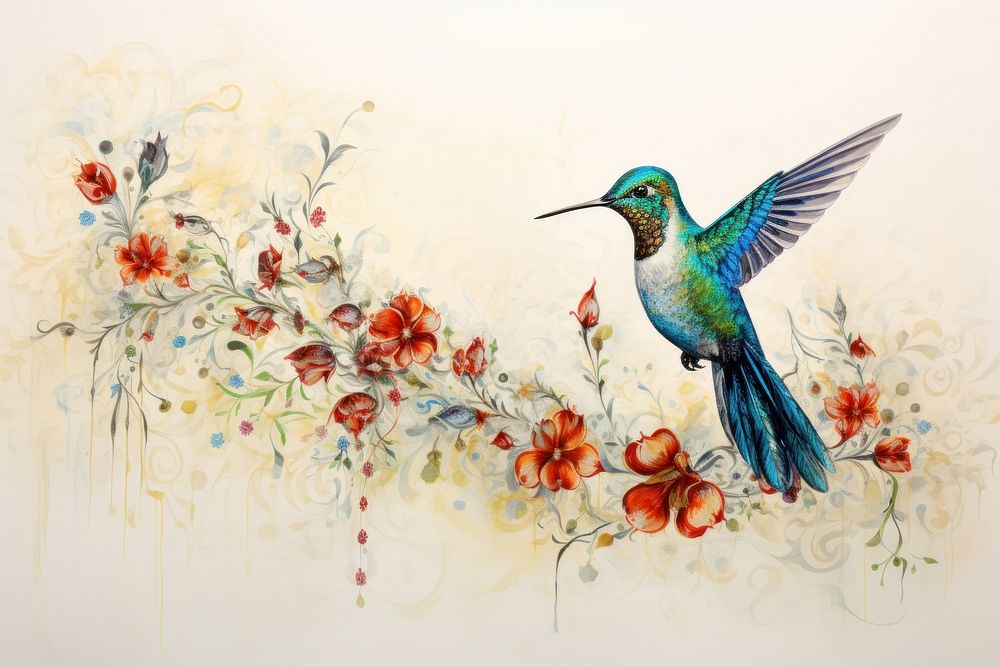 Hummingbird painting animal art.