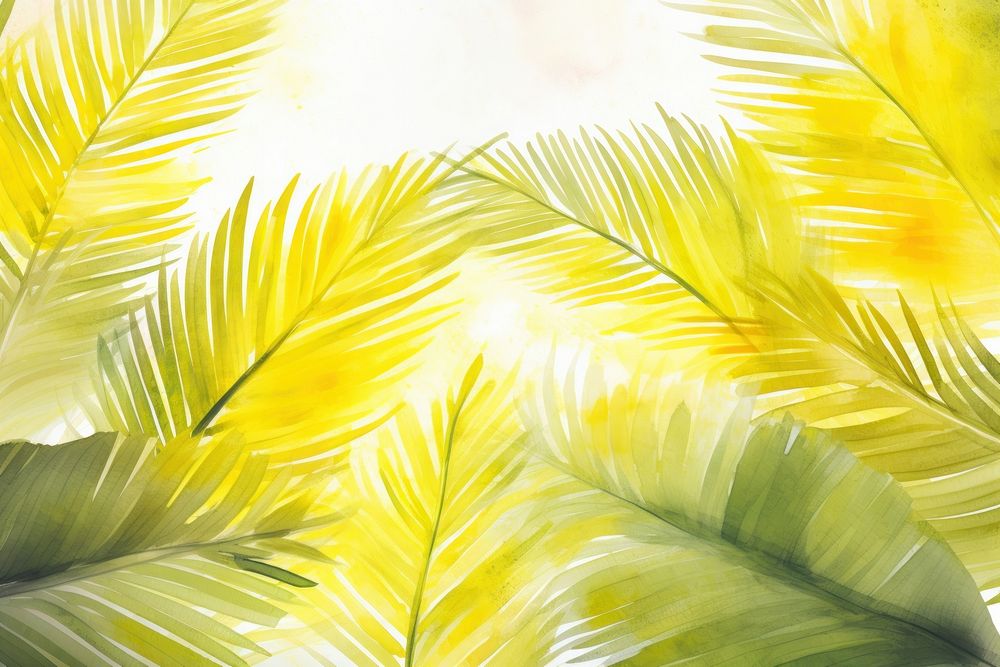 Palm leaves watercolor background backgrounds outdoors painting.