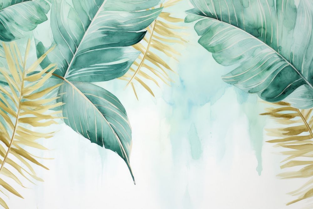 Palm leaves watercolor background backgrounds painting nature.