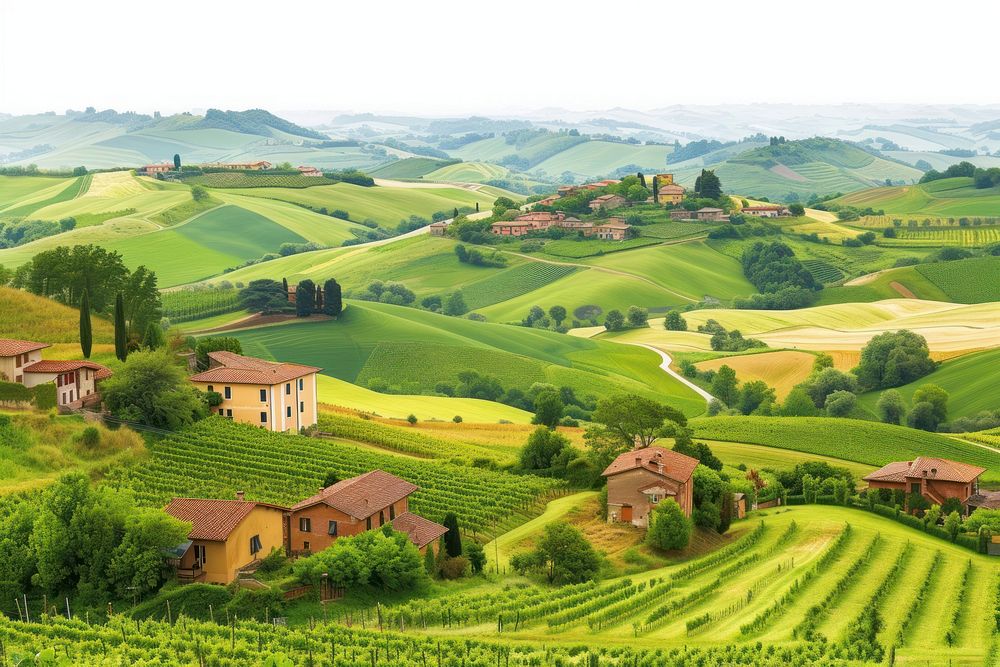 Village Valley in Italy architecture landscape outdoors.