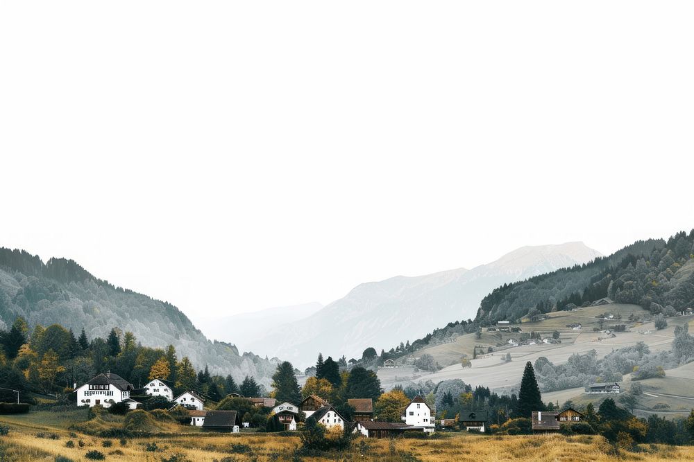 Village Valley in Switzerland architecture landscape mountain.