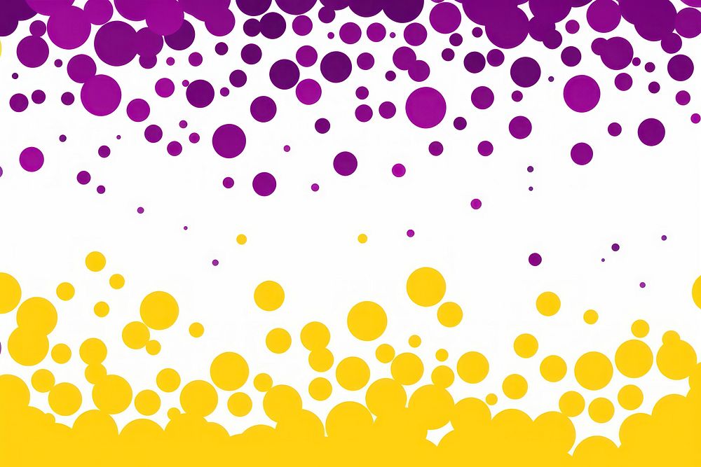 Purple and yellow pattern backgrounds splattered.